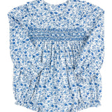 Winter Blue Floral Smocked Bubble