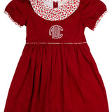 Red Floral Ruffle Collar Dress