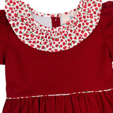 Red Floral Ruffle Collar Bubble