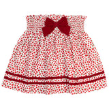 Red Floral Skirt with Bow
