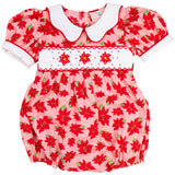 Poinsettia Smocked Bubble- FINAL SALE