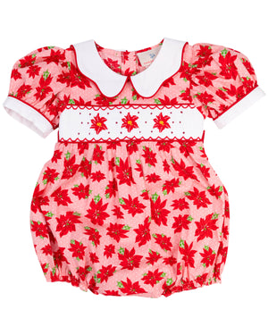 Poinsettia Smocked Bubble