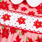 Poinsettia Smocked Bubble- FINAL SALE