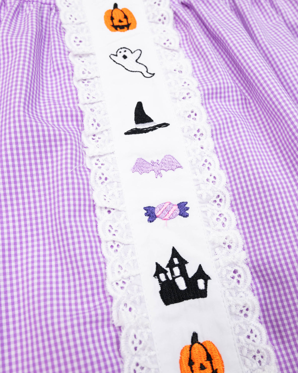 Halloween Fun Embroidered Gingham Dress