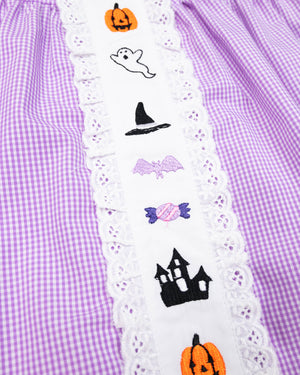 Halloween Fun Embroidered Gingham Bubble