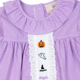 Halloween Fun Embroidered Gingham Dress- FINAL SALE