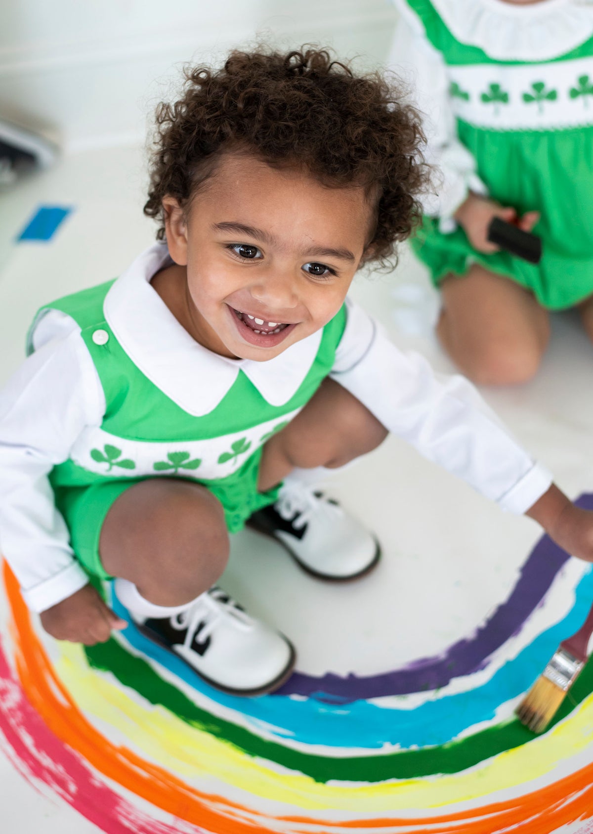 Shamrocks Smocked Green Knit Shortall