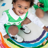 Shamrocks Smocked Green Knit Shortall