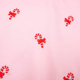 Candy Canes Embroidered Pink Bubble