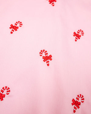 Candy Canes Embroidered Pink Dress