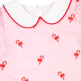 Candy Canes Embroidered Pink Bubble
