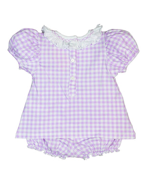 Pumpkin Applique Lavender Check Knit Bloomer Set