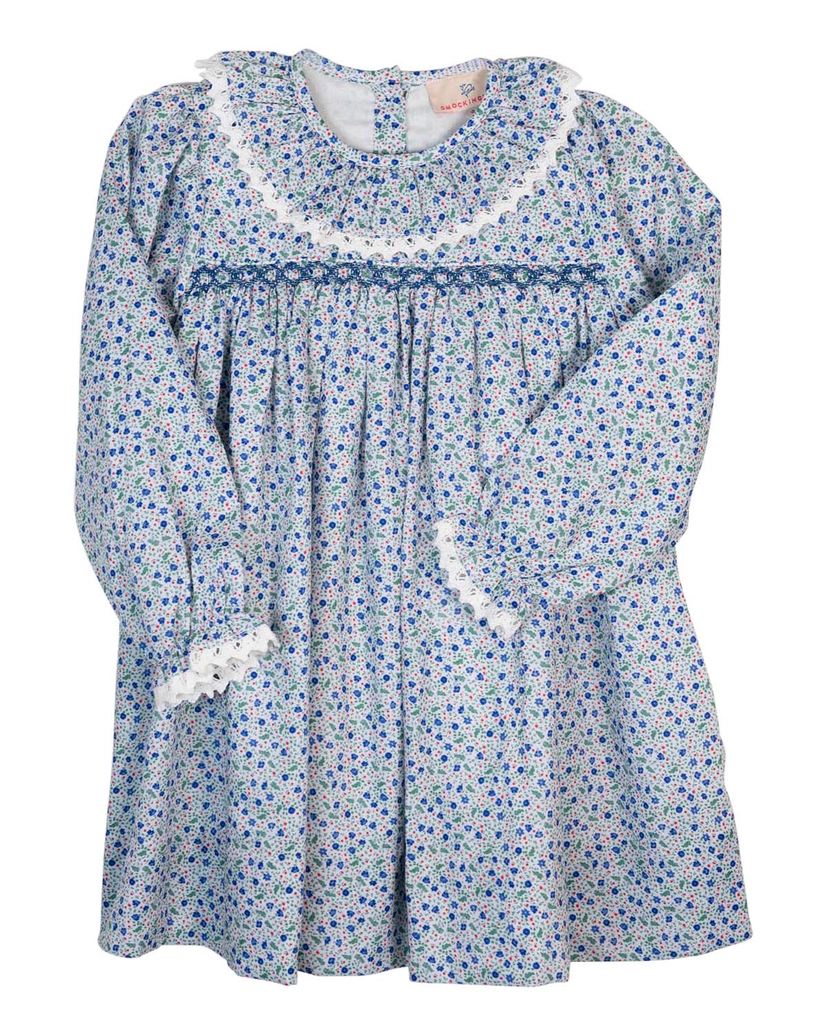 Blue Ditsy Floral Smocked Dress