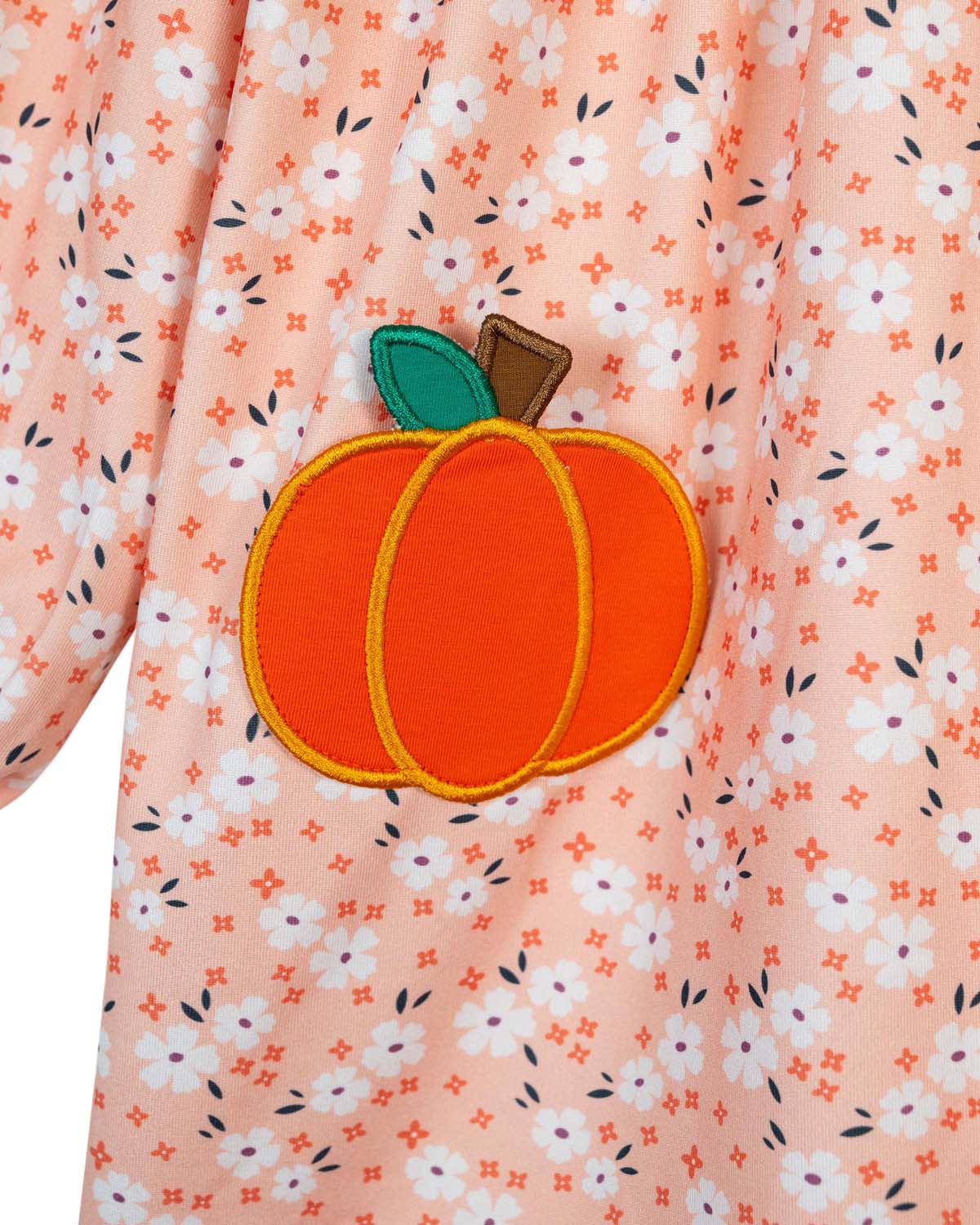 Pumpkin Applique Floral Knit Dress