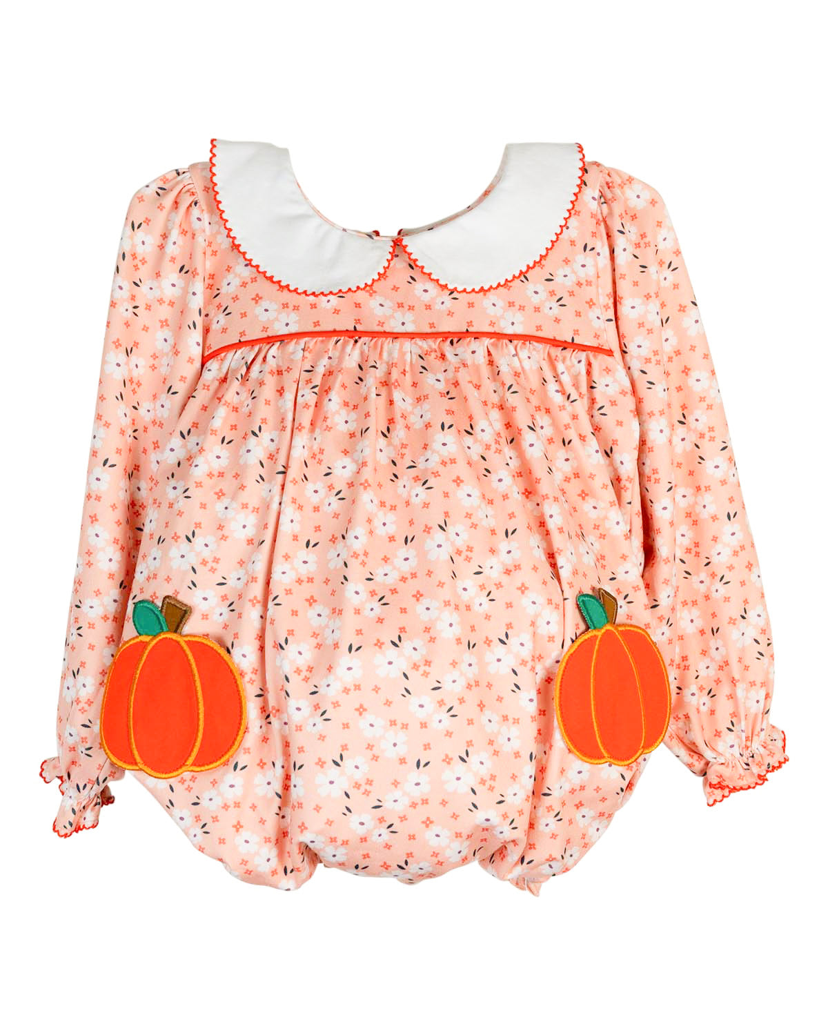 Pumpkin Applique Floral Knit Bubble
