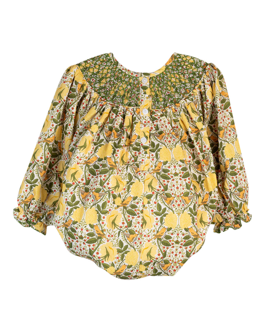 William Morris Inspired Smocked Yellow Bubble