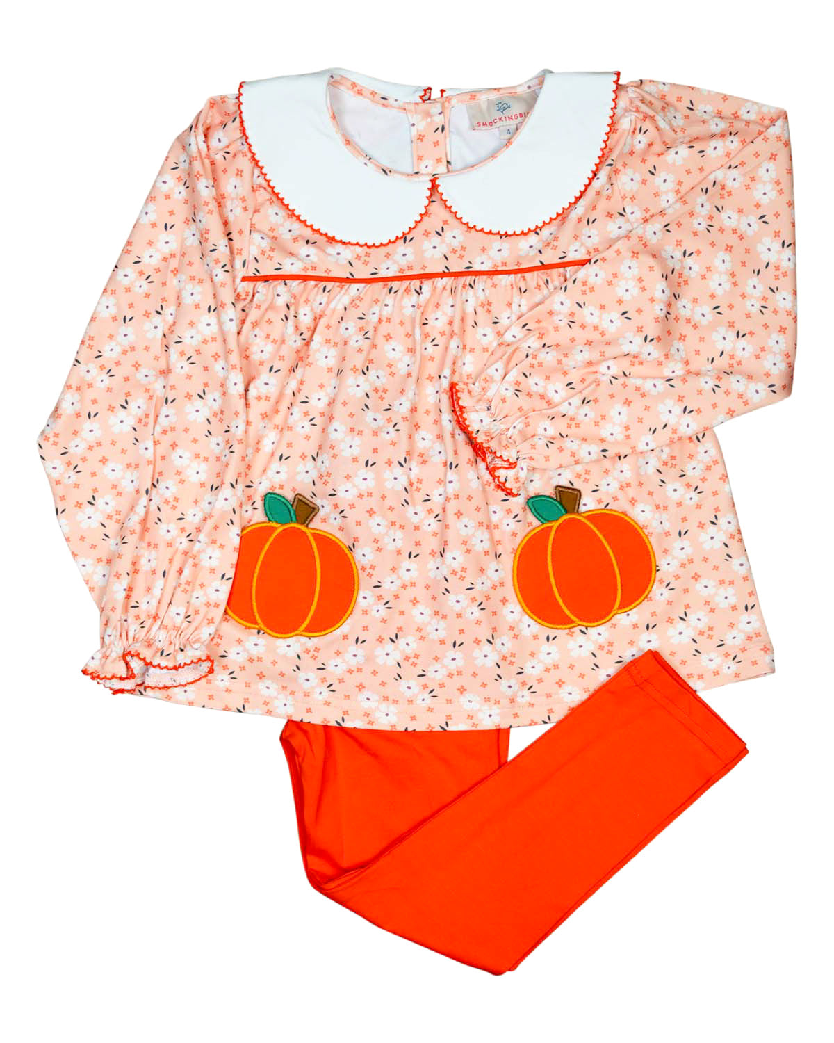 Pumpkin Applique Floral Knit Legging Set