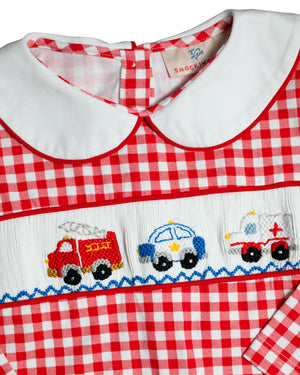 Rescue Vehicles Smocked Knit Longall