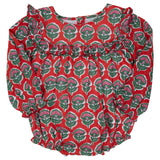 Red and Green Floral with Gold Lurex Bubble