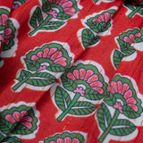 Red and Green Floral with Gold Lurex Bubble