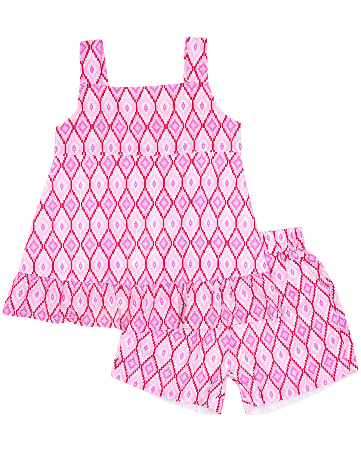 Pink Geometric Winnie Shorts Set