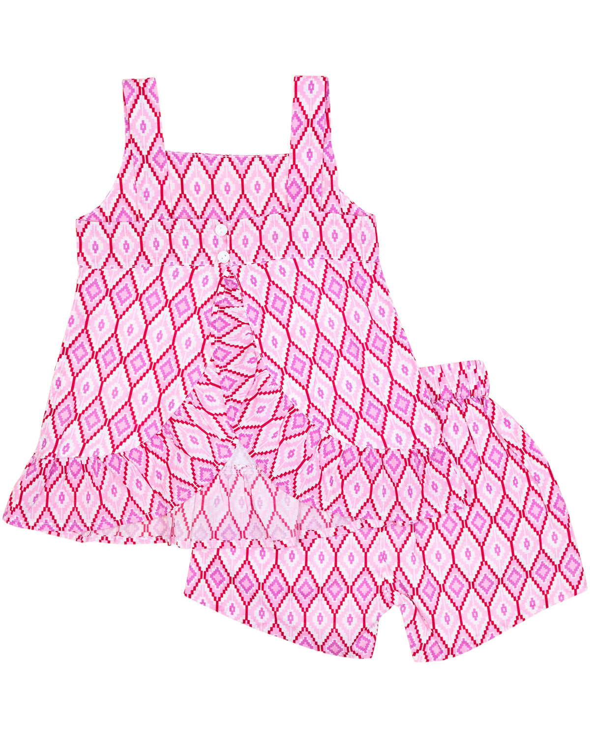 Pink Geometric Winnie Shorts Set