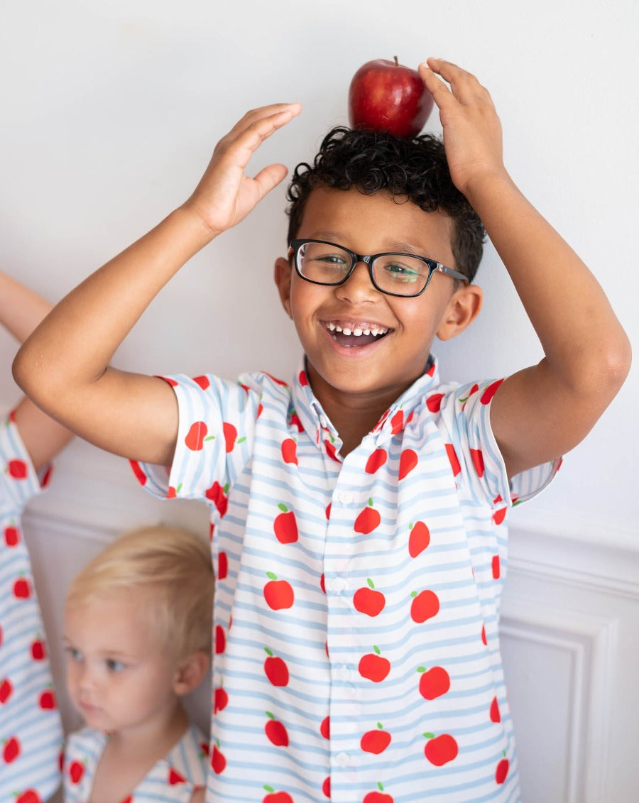 Apples and Stripes Boys Button Down Shirt