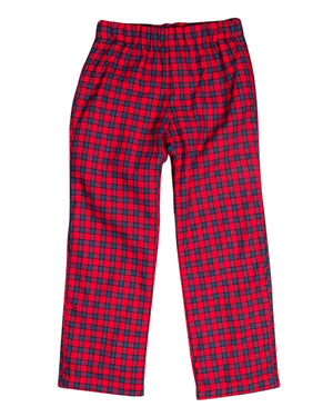 Red and Navy Tartan Plaid Pants