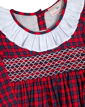 Red and Navy Tartan Plaid Dress- FINAL SALE