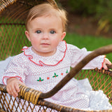Hollyberries Smocked Polka Dot Knit Baby Gown