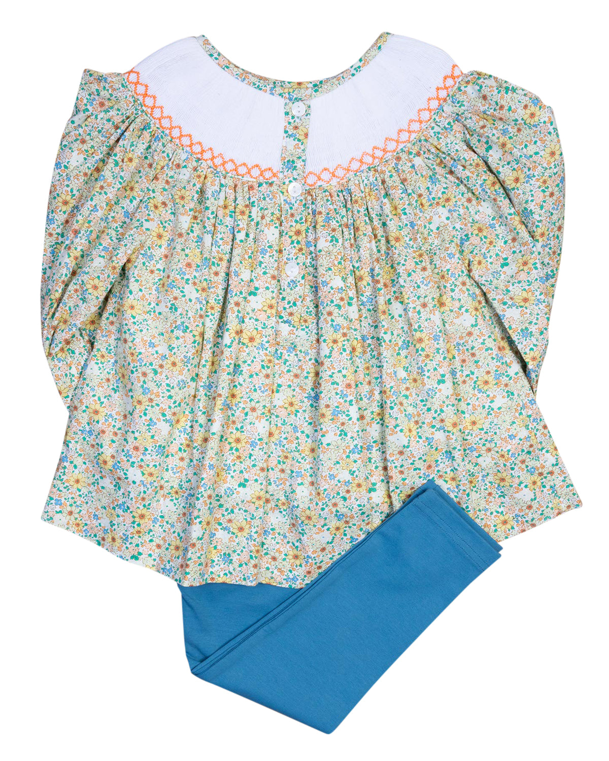 Turkey Smocked Floral Bishop Legging Set