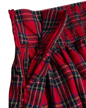 Red Tartan Plaid Maxi Skirt for Ladies