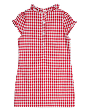 Red and White Jacquard Shift Dress