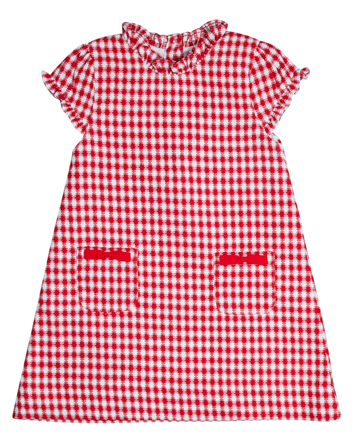 Red and White Jacquard A-Line Dress