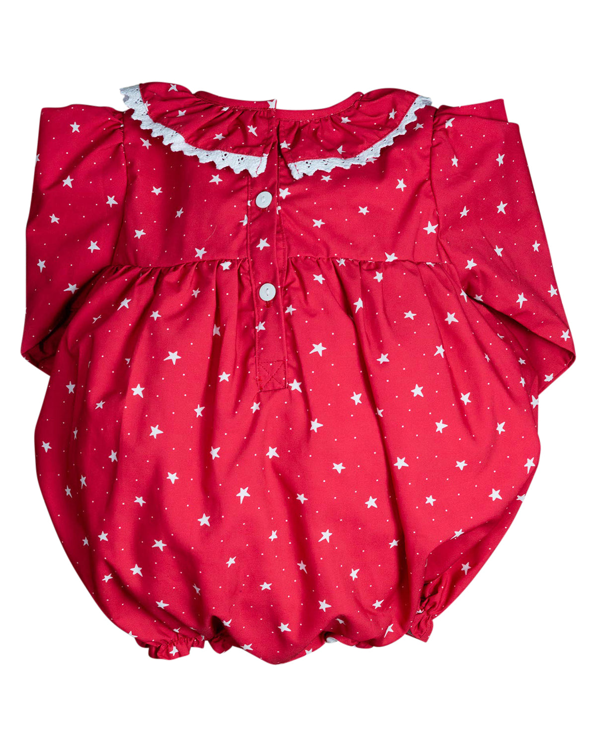 Red Star Print Smocked Bubble
