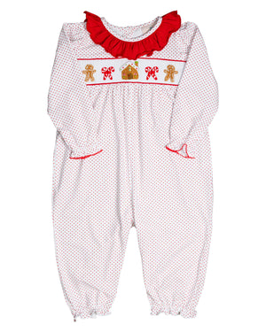 Gingerbread Candy Cane Knit Romper