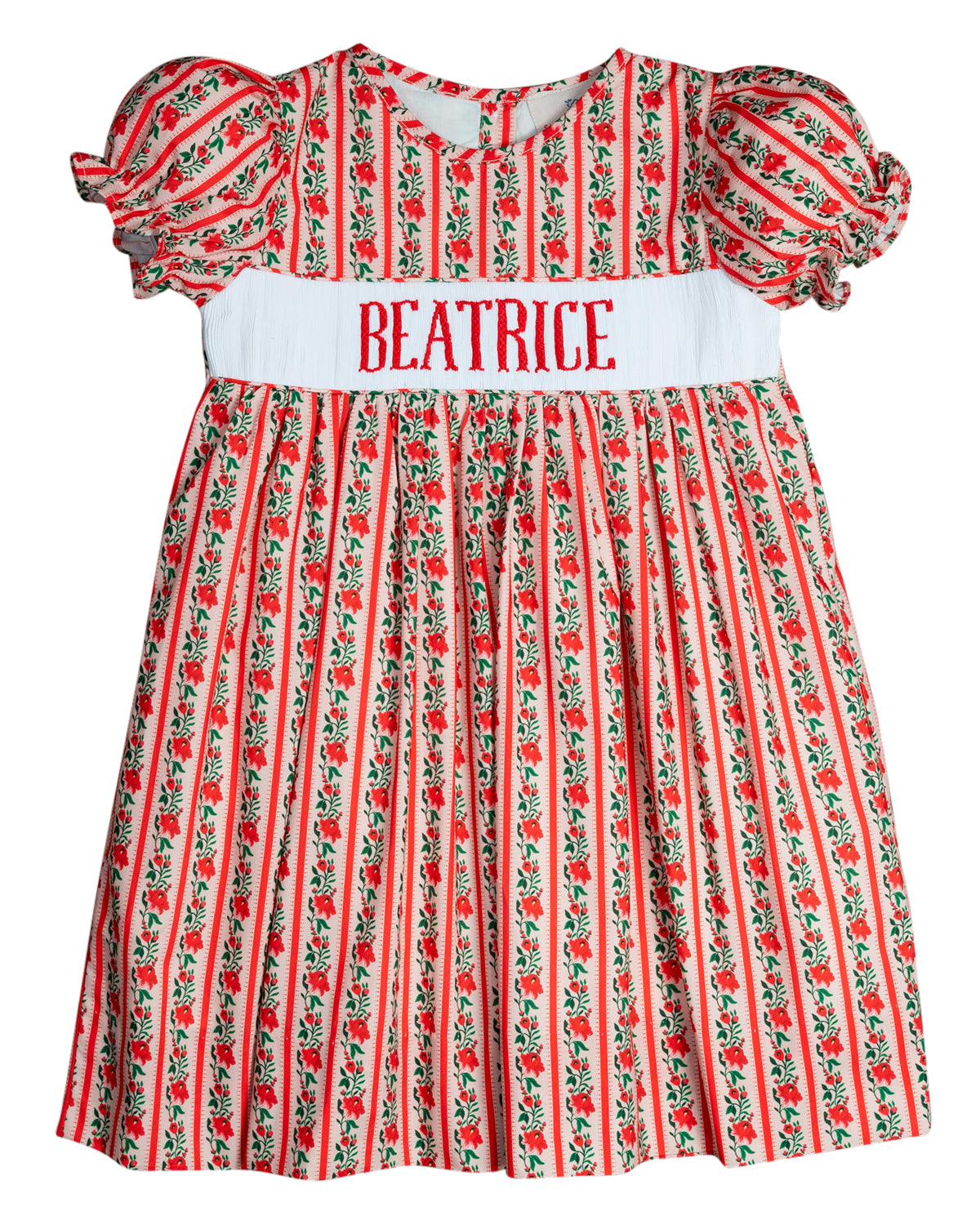 Vintage Floral Custom Name Smocked Dress
