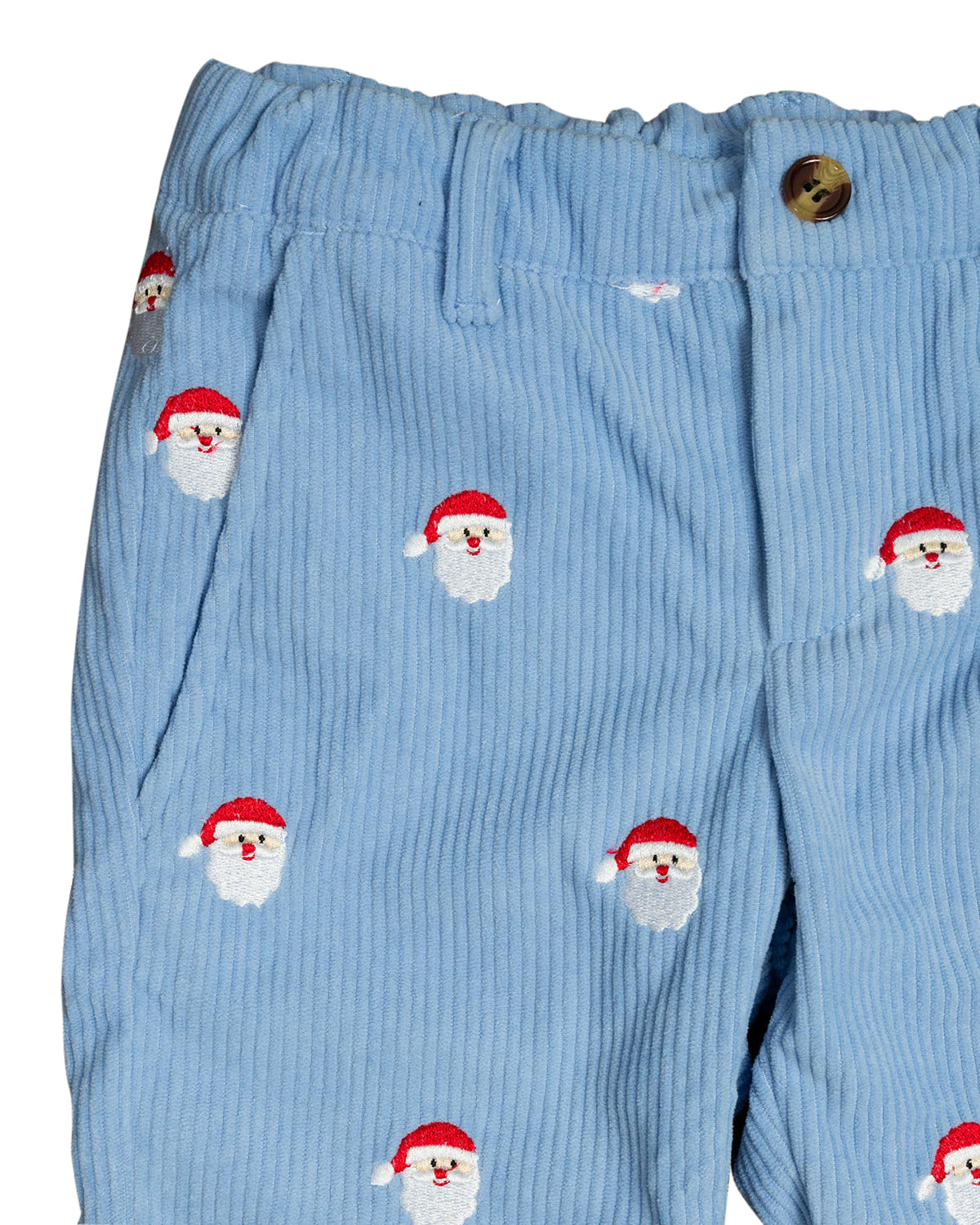 Santa Applique Light Blue Corduroy Pants