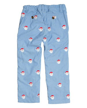 Santa Applique Light Blue Corduroy Pants- FINAL SALE