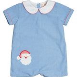 Santa Applique Light Blue Corduroy Shortall- FINAL SALE