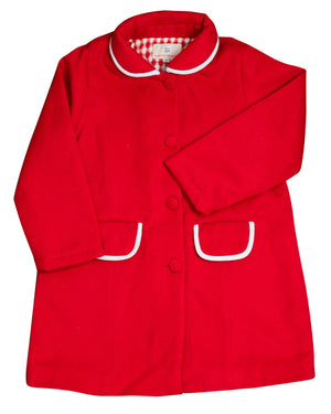Red Wool Coat with Front Pockets