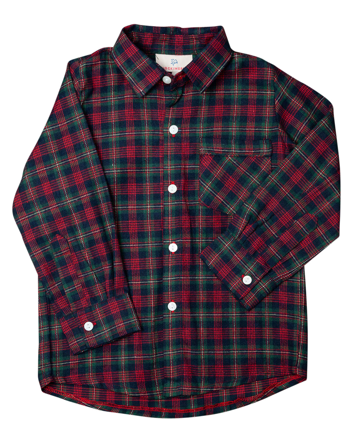 Navy Plaid Flannel Collared Shirt