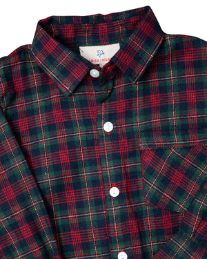 Navy Plaid Flannel Collared Shirt