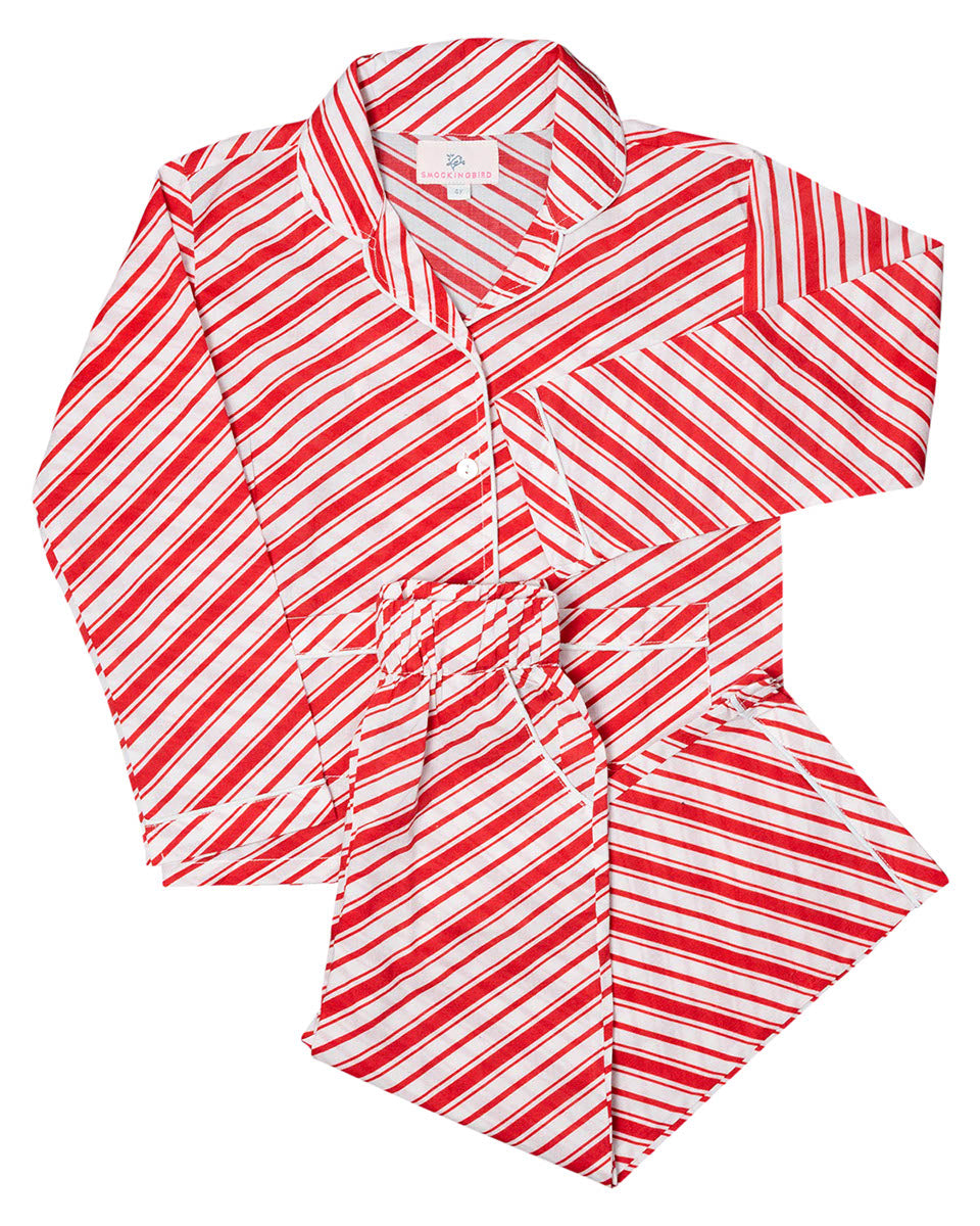 Candy Cane Striped Button Down Pajamas for Adult- FINAL SALE