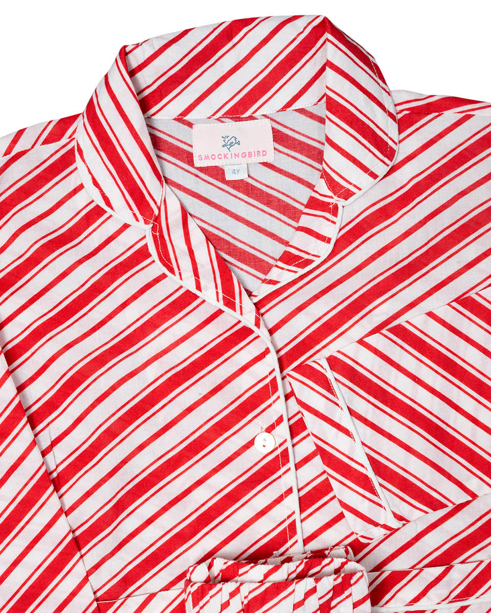 Candy Cane Striped Button Down Pajamas- FINAL SALE - Smockingbird