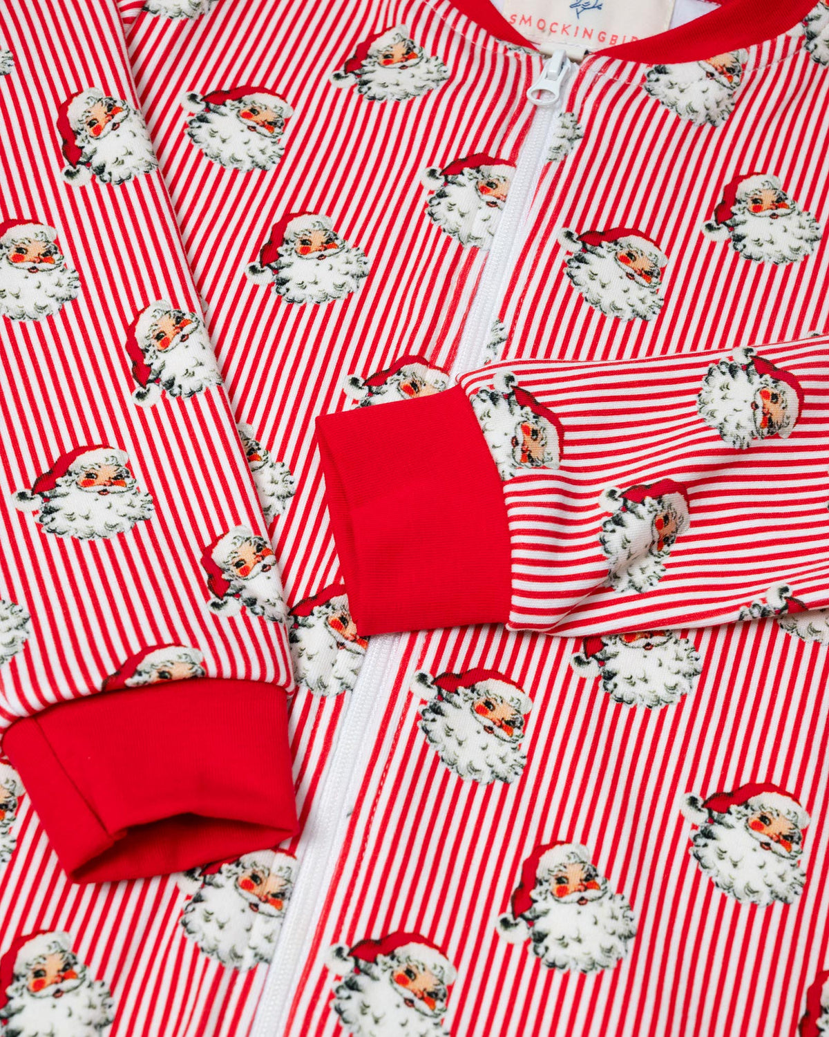 Red Striped Vintage Santa Zip Up Pajamas