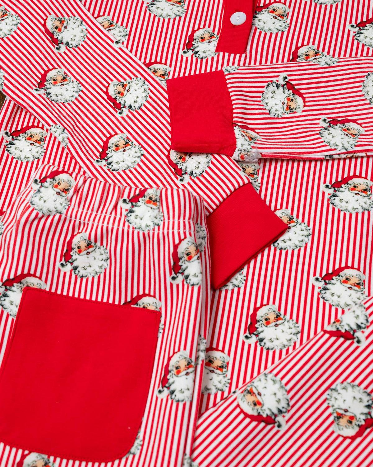 Red Striped Vintage Santa Pajama Set