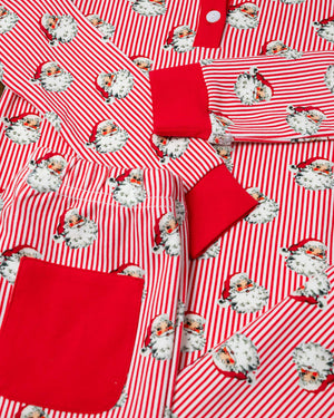 Red Striped Vintage Santa Pajama Set