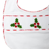 Holly Berry Smocked Bib