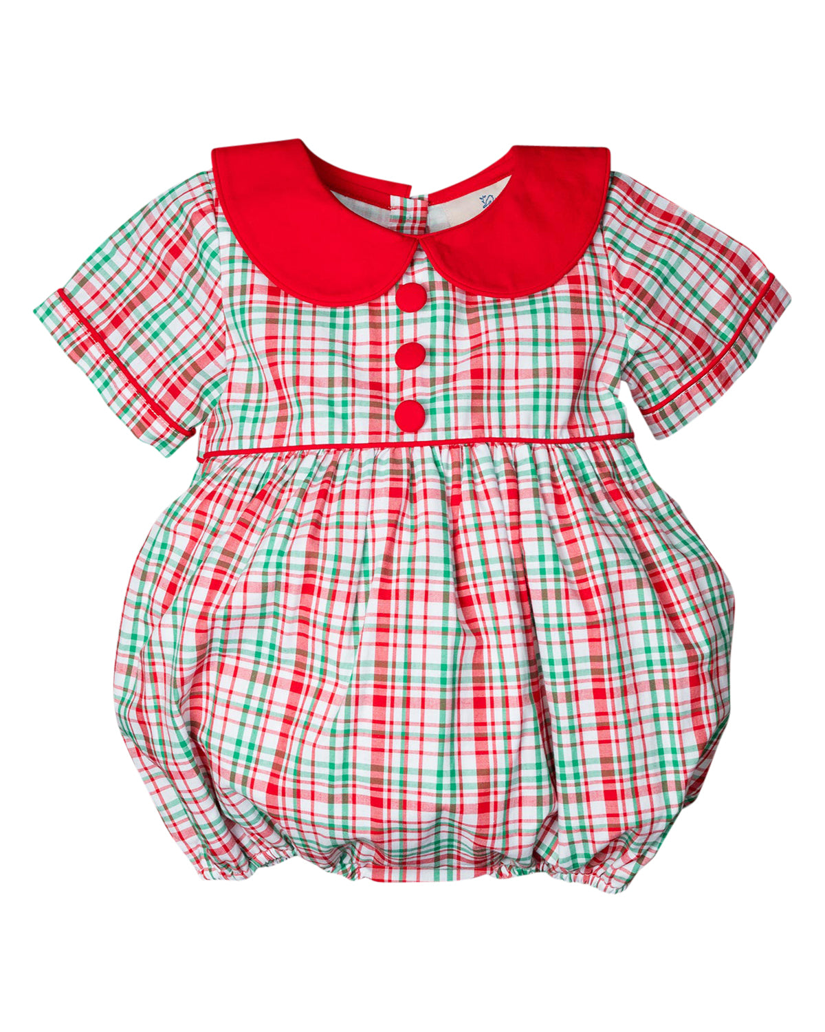 Holiday Plaid Bubble with Covered Buttons- FINAL SALE